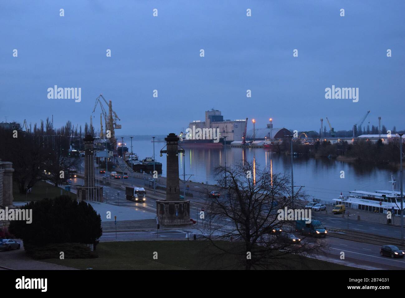 View of Odra River in Szczecin, Poland Stock Photo