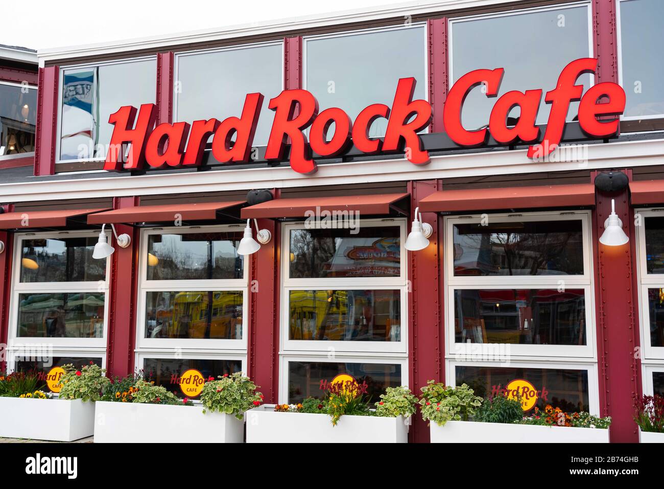 January 22, 2020, San Francisco, United States: American chain of theme restaurants Hard Rock Cafe seen at a restaurant. (Credit Image: © Alex Tai/SOPA Images via ZUMA Wire) Stock Photo