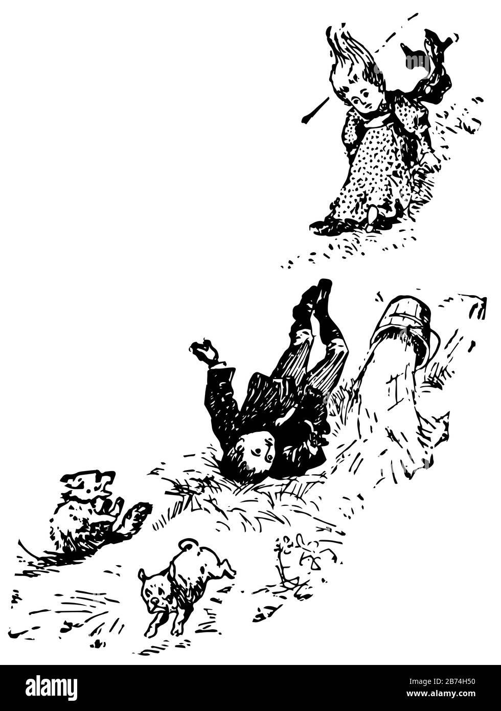 Jack And Jill This Scene Shows Little Boy Fell Down From The Hill And 