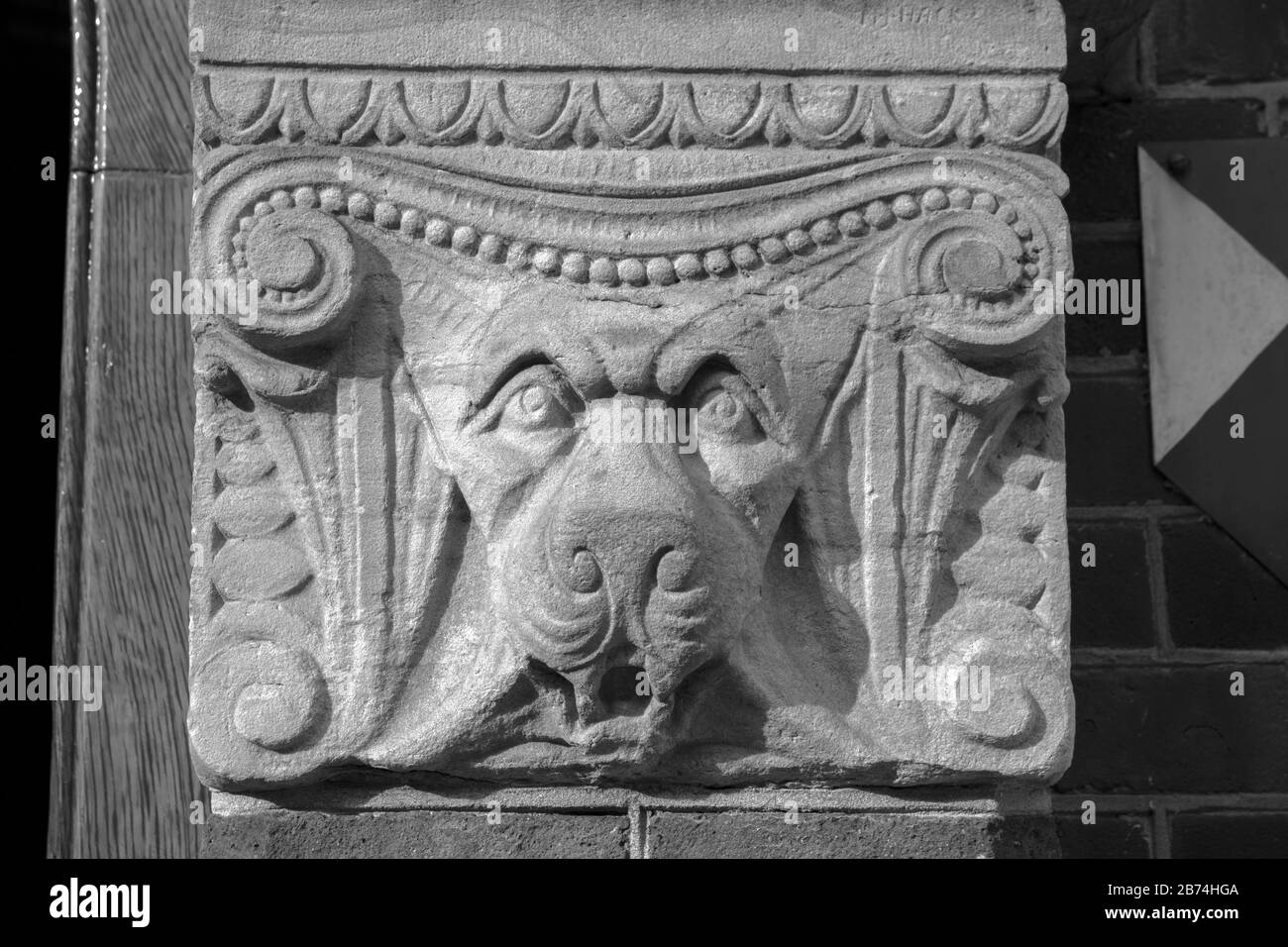 Ornament At The Entrance Of The Begijnhof At Amsterdam The Netherlands 2020 In Black And White Stock Photo