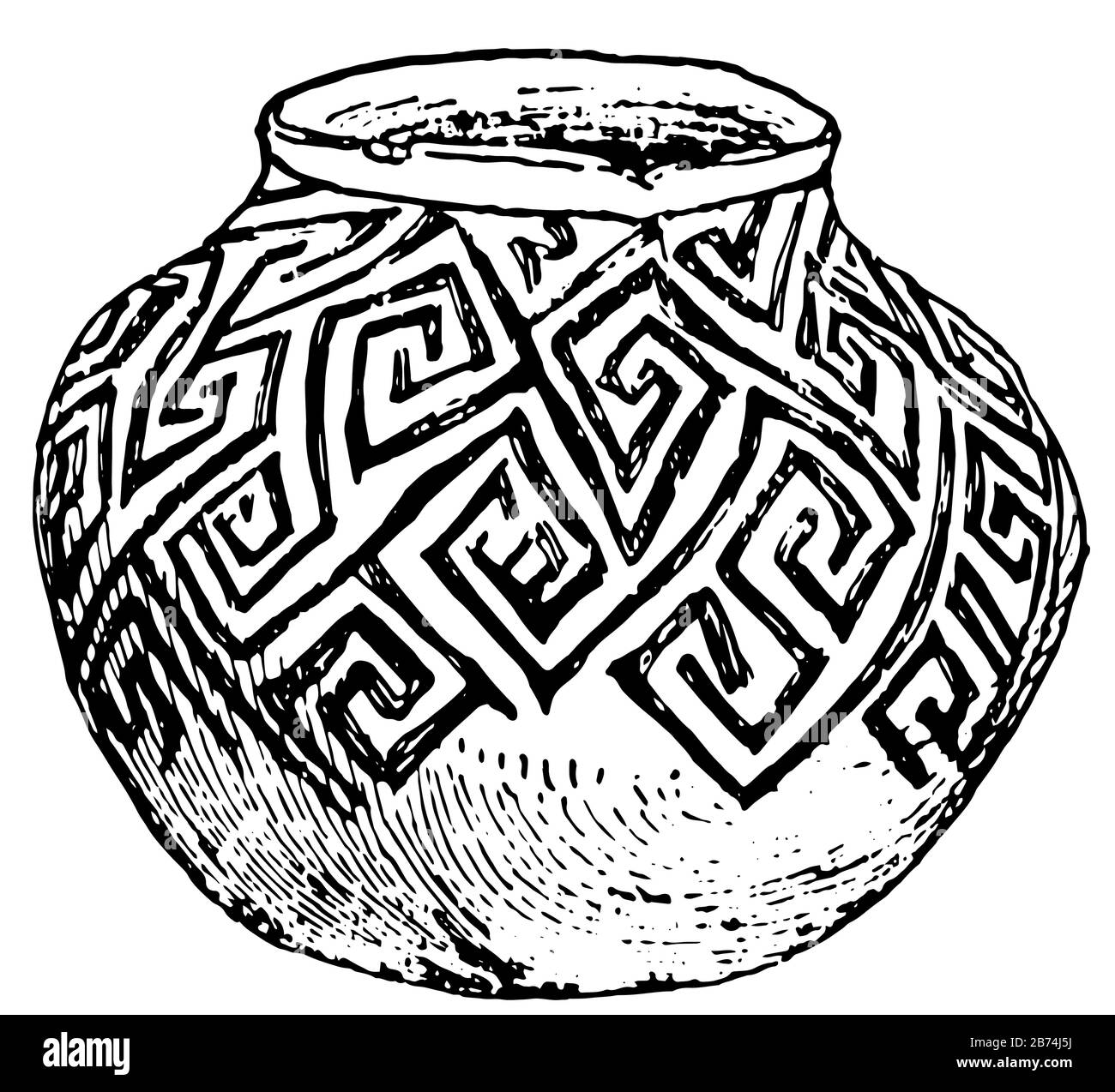 Mexican (Tusayan) Jar sketched in the American Museum of Natural History, they can be recycled, vintage line drawing or engraving illustration. Stock Vector