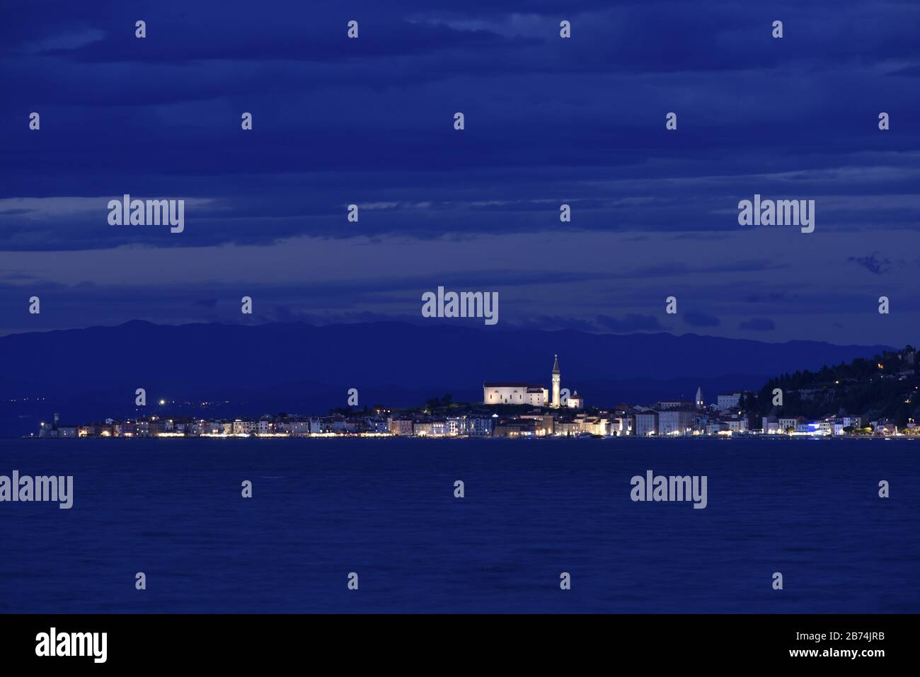 Piran by night Stock Photo Alamy
