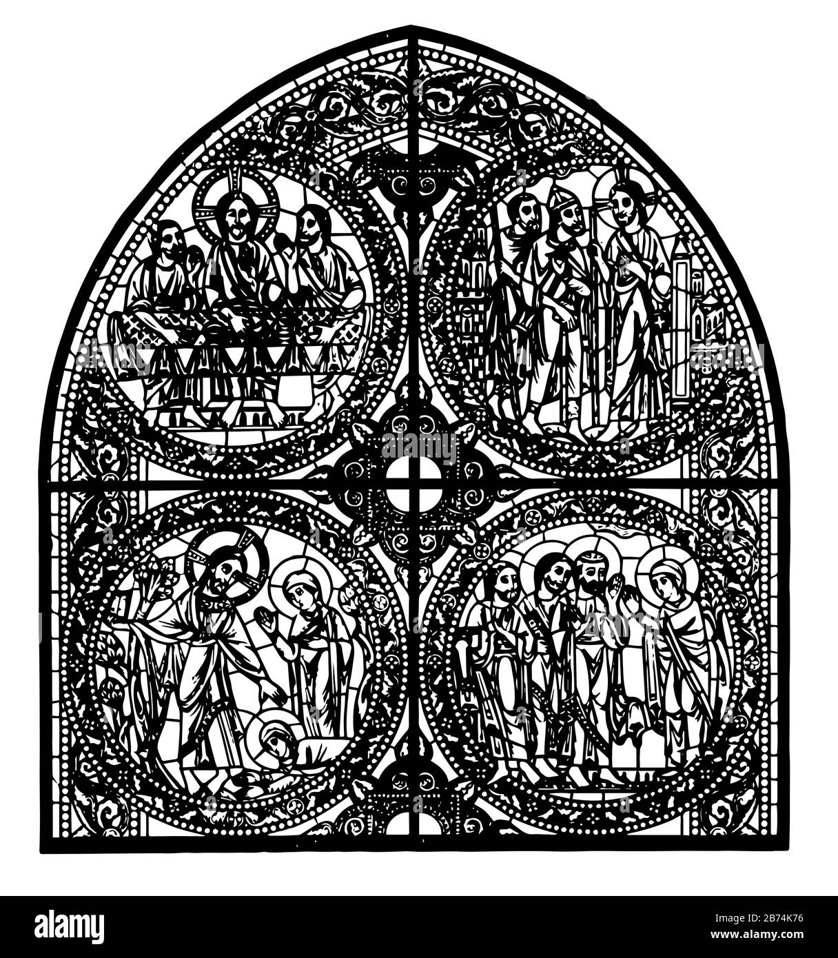 French Medallion Window Majority Of The Original Stained Glass Windows Survive Intact It Is An Opening In A Wall Vintage Line Drawing Or Engraving I Stock Vector Image Art Alamy