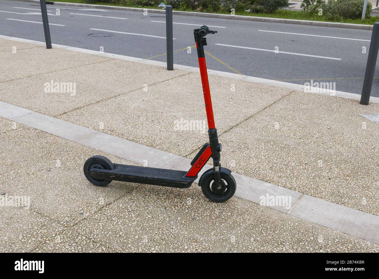 MARSEILLE, FRANCE - Nov 15, 2019: Circ electric scooter parked on the streets of Marseille, France, Europe Stock Photo