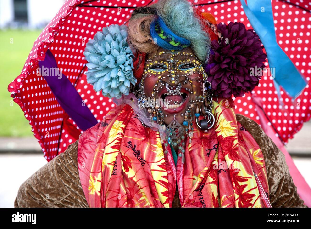 LONDON, UNITED KINGDOM - Jun 19, 2010: Elaine Davidson, according to the Guinness Book of Records,  the most pierced woman in the world. In 2019 the r Stock Photo