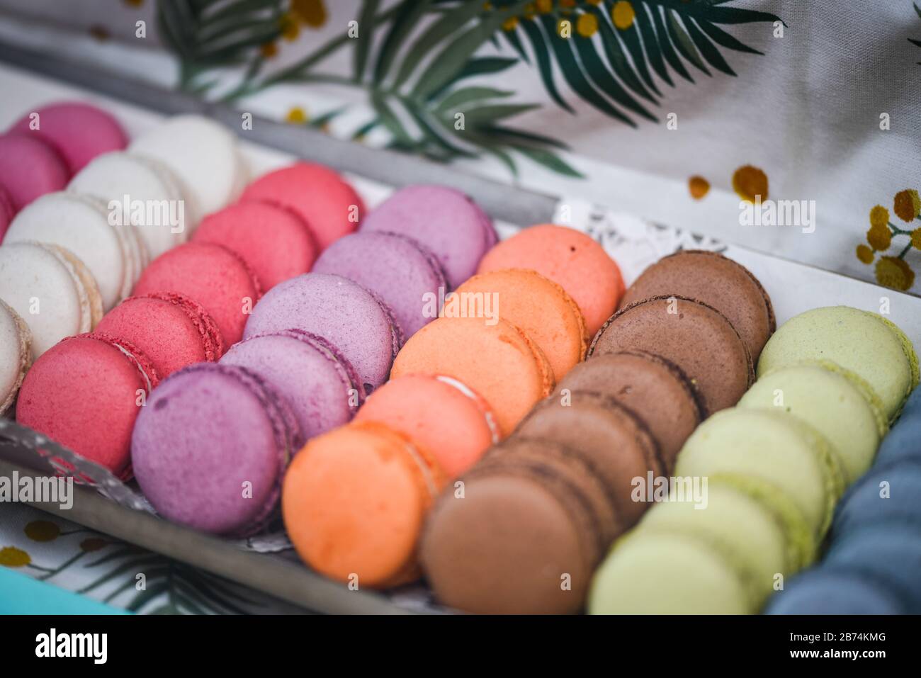 delicious artisanal french mix macaroons Stock Photo