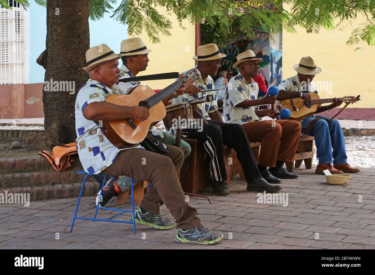 Band of cuban musicians in Trinidad Stock Photo