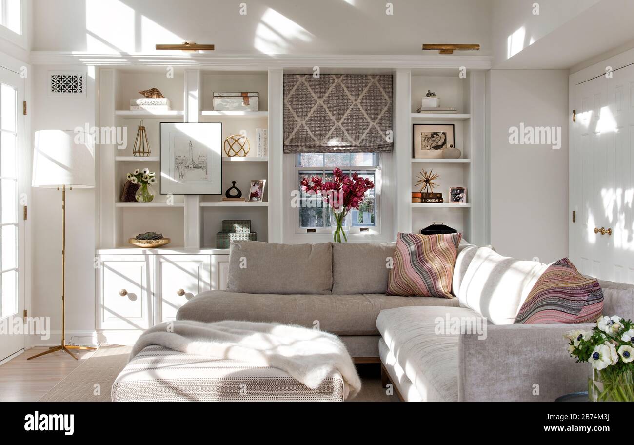 Den, living room, family room, tv room Stock Photo