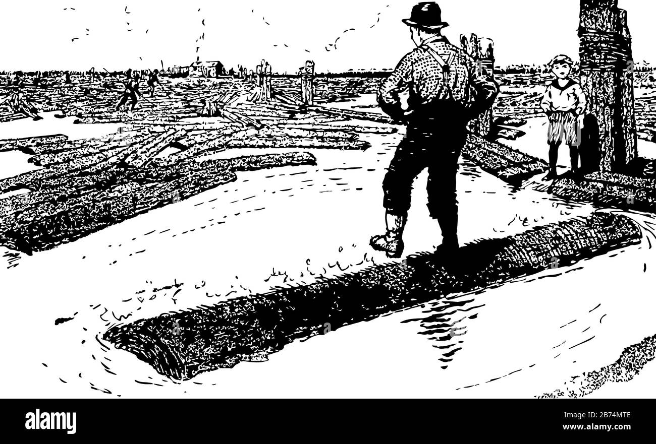 The Booms, this scene shows a man standing on wooden block floating on