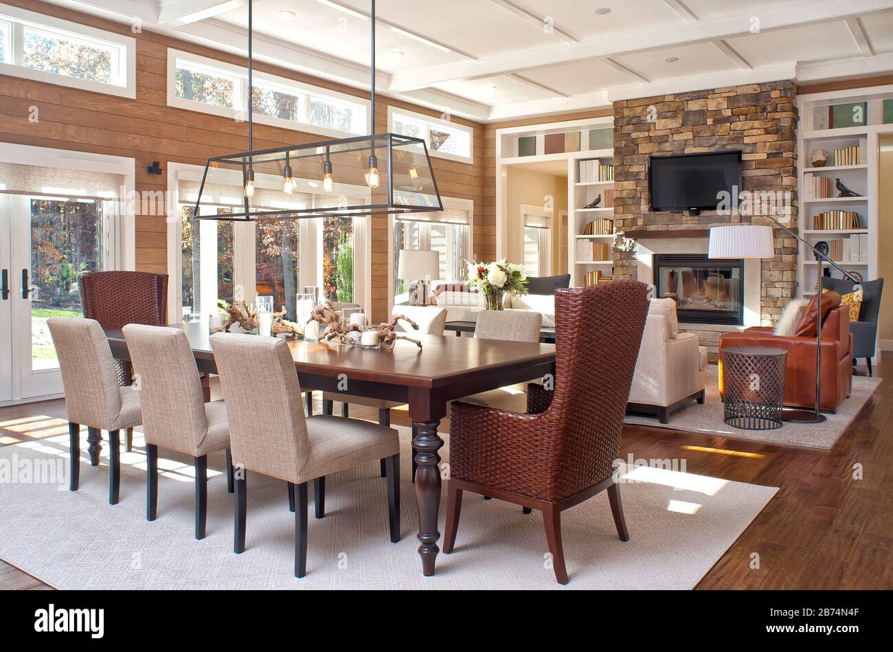 Open floor plan, living  and dining area Stock Photo