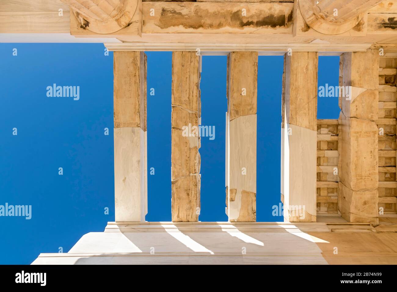 View of Acropolis. Famous place in Athens - capital of Greece. Ancient monuments. Stock Photo