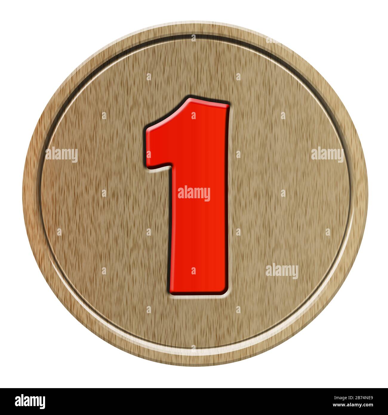 Illustration of a number on wooden button Stock Photo