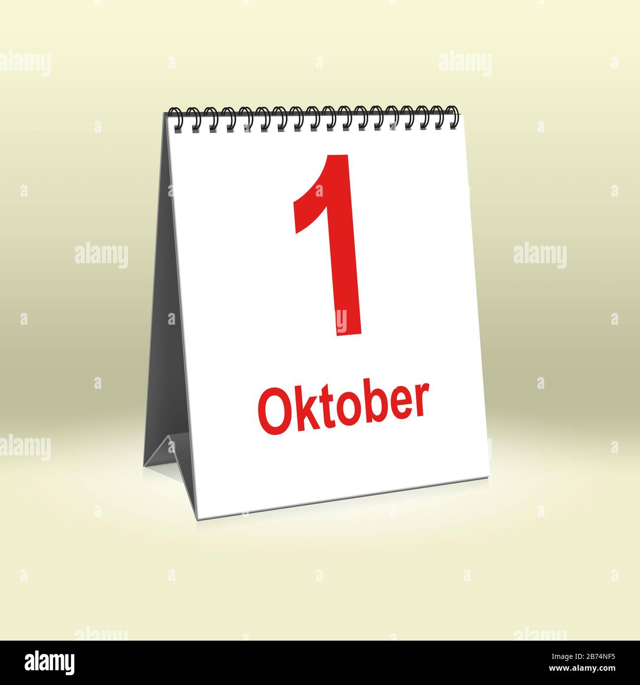 A calendar in German language shows October 1st Ein Kalender für den A calendar in German language shows October 1st Ein Kalender für den