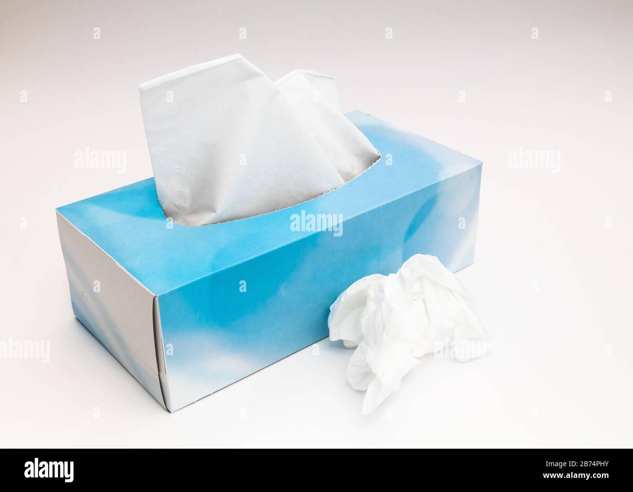 Box of paper tissues for sneezes and colds Stock Photo