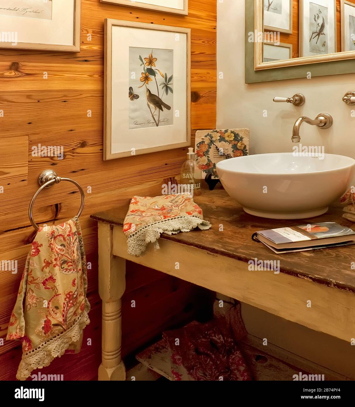 POWDER ROOM -American country styled farmhouse bathroom, whole house ...