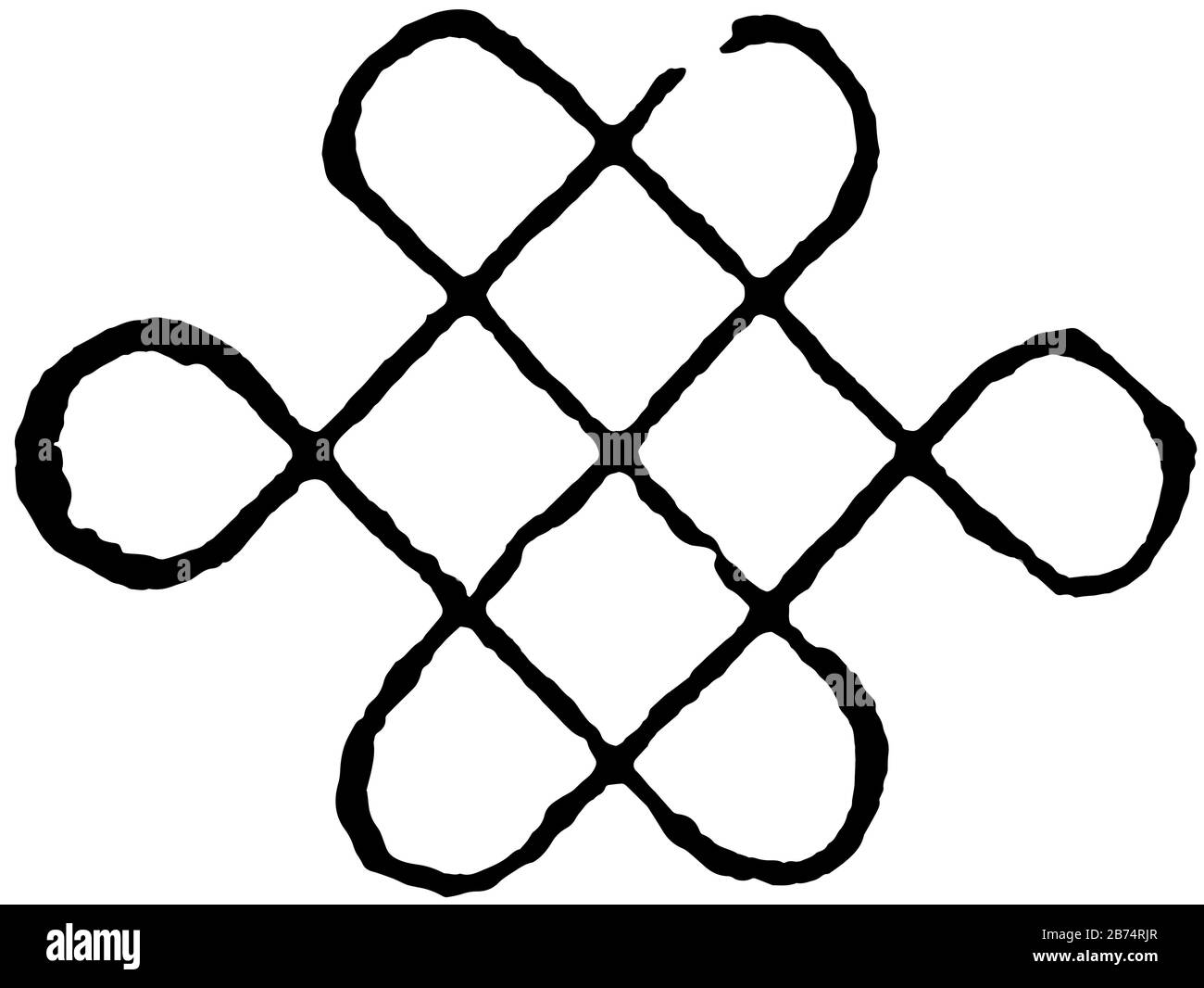 Knot of Destiny Design dates back to Solomon's time, it is present somewhere in most rugs of the latter class as a talismanic design, vintage line dra Stock Vector