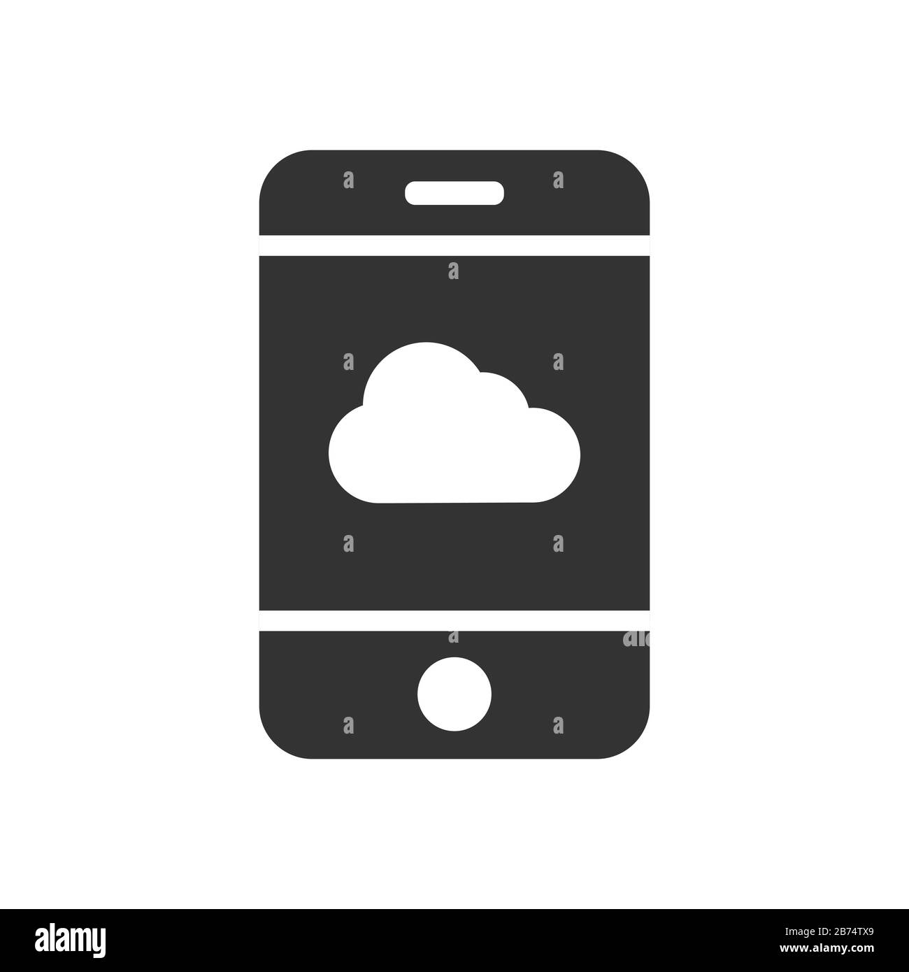 Vector mobile phone icon with a cloud icon. Simple flat design for apps ...