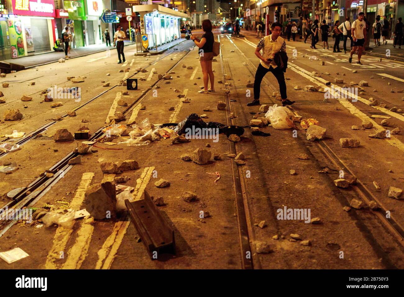 Police disperse crowd during a rally in Hong Kong Stock Photo - Alamy