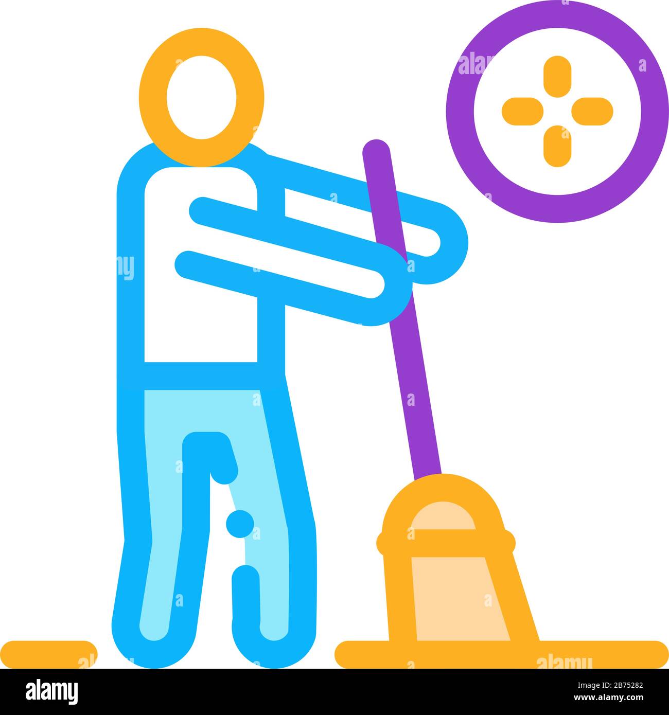 Human Sweeping Icon Vector Outline Illustration Stock Vector Image