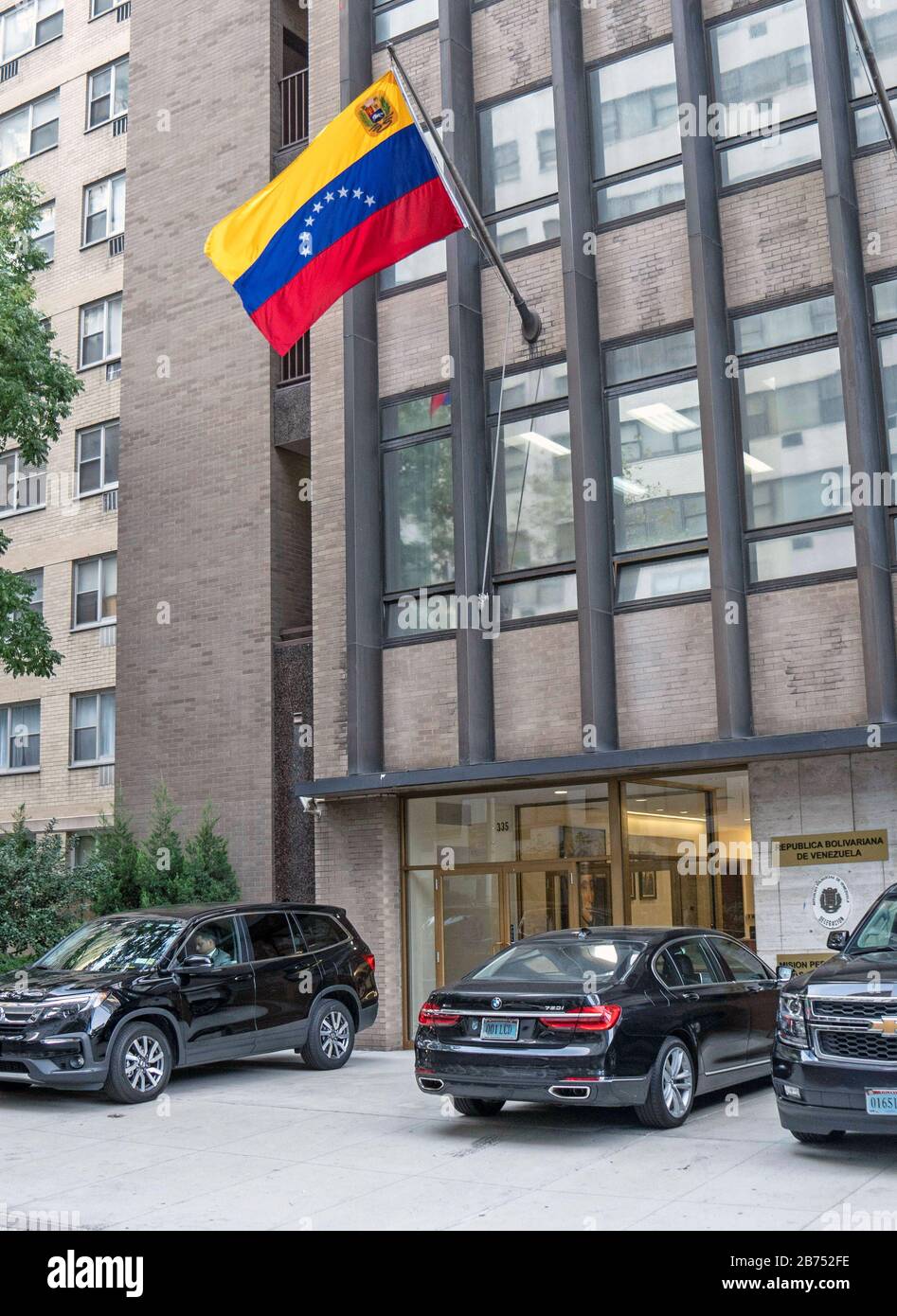 USA, New York, 27.09.2019. United Nations climate summit in New York, USA, 27.09.2019. Permanent representation of Venezuela near the headquarters of the United Nations in New York City [automated translation] Stock Photo