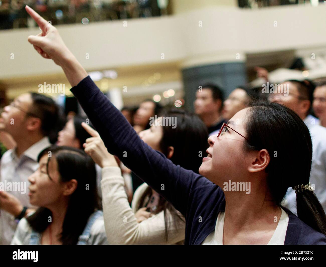 Pro-China protesters from mainland China confront anti-govenment protesters at Pacific Place in Hong Kong. Stock Photo