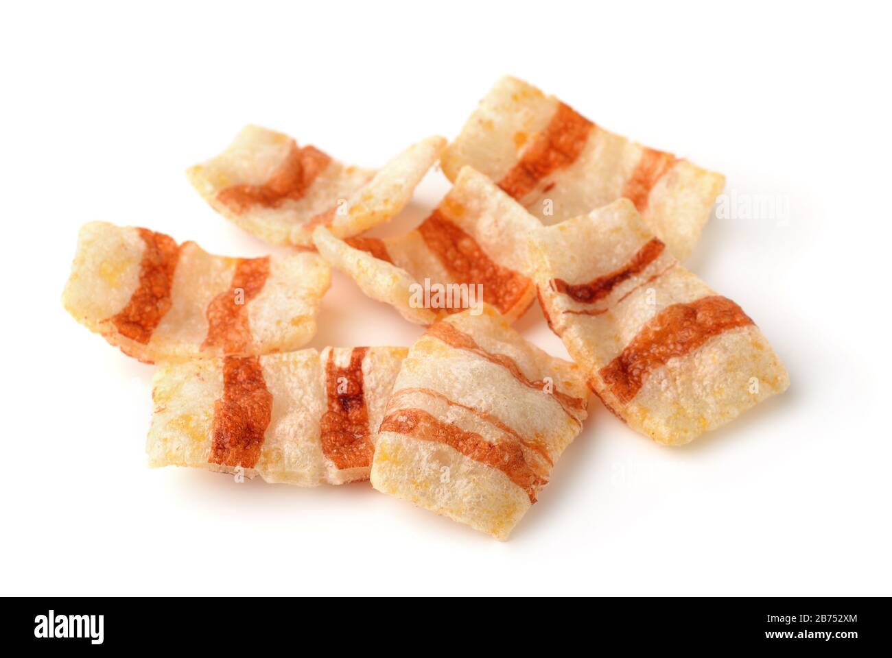 Smoked bacon flavored chips isolated on white Stock Photo Alamy