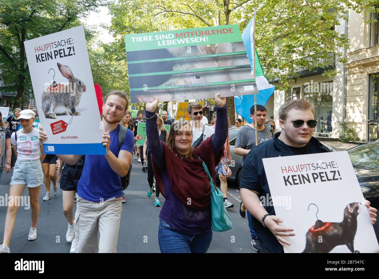 Demo 'Official Animal rights March 2019 at Berliner Rosenthaler Platz, 25.08.2019. The Animal Rights March is a demo of the vegan community for animal protection and animal rights. [automated translation] Stock Photo