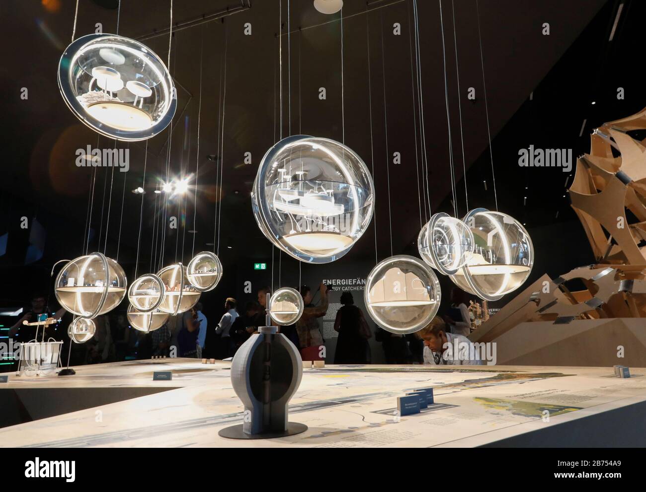 Exhibition at the Futurium. On 3000 sqm future ideas become tangible. In three thinking spaces, visitors experience future plans from different areas of life. [automated translation] Stock Photo