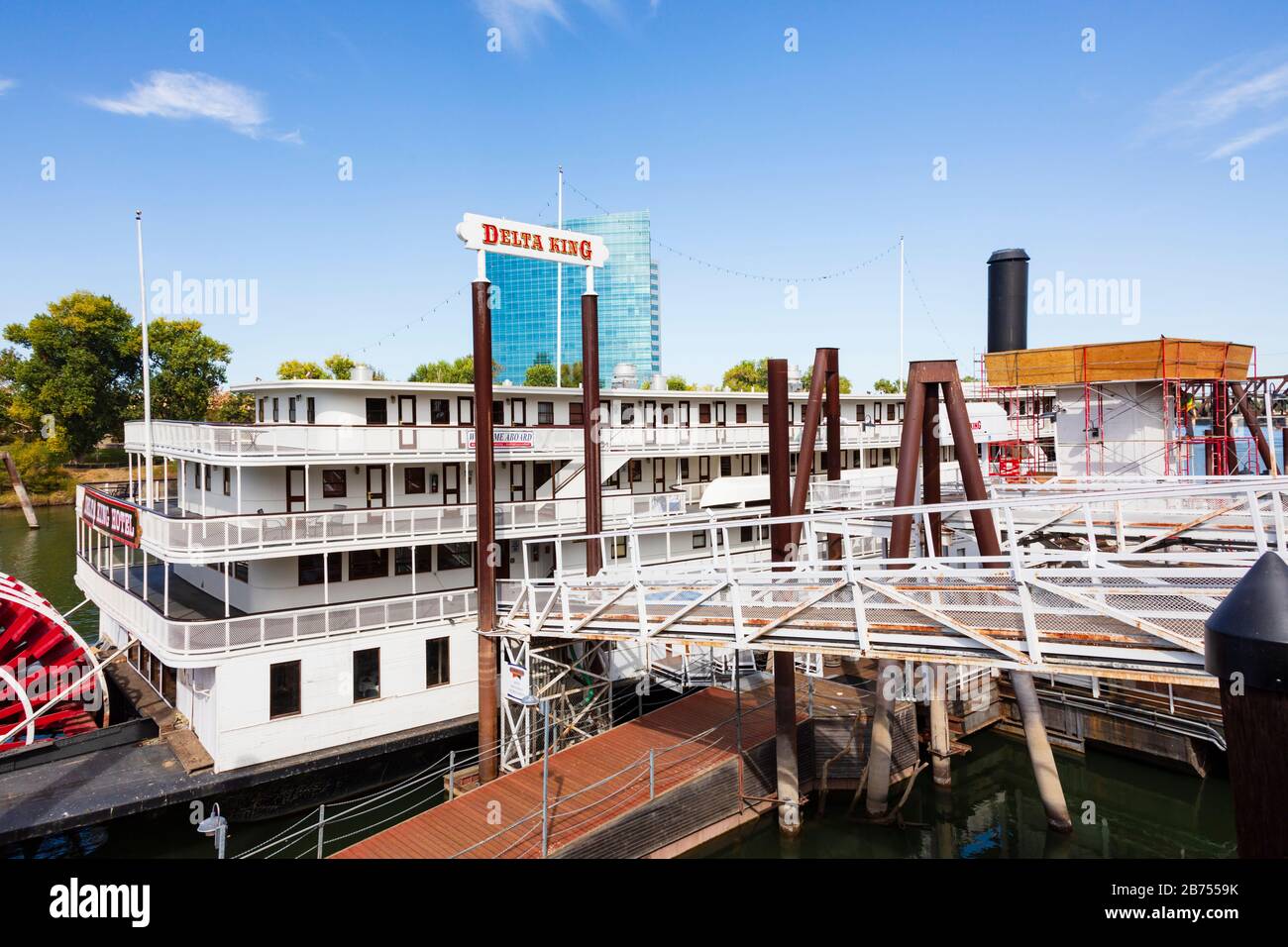 The Delta King paddle boat now a restaurant and hotel, moored at Old