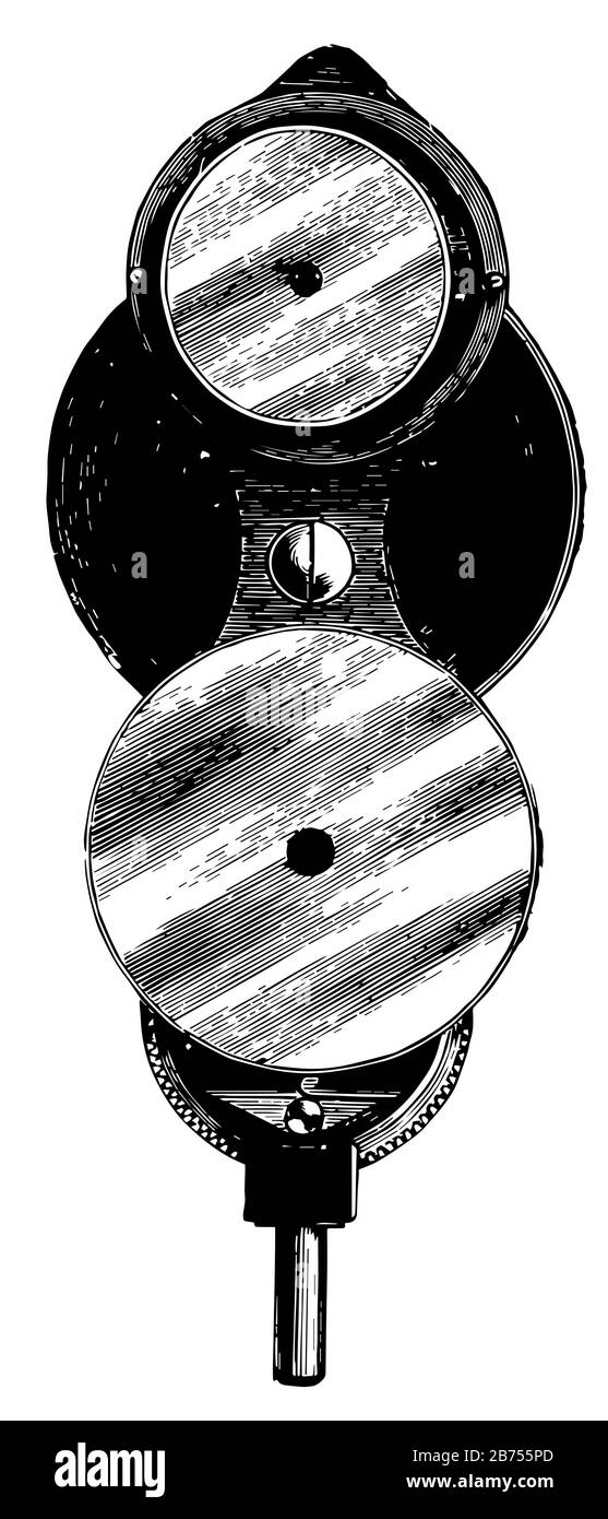 This illustration represents Ophthalmoscope, vintage line drawing or engraving illustration