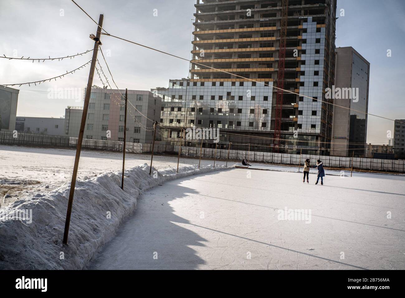 Ice rink in Ulan Bator. [automated translation] Stock Photo Alamy