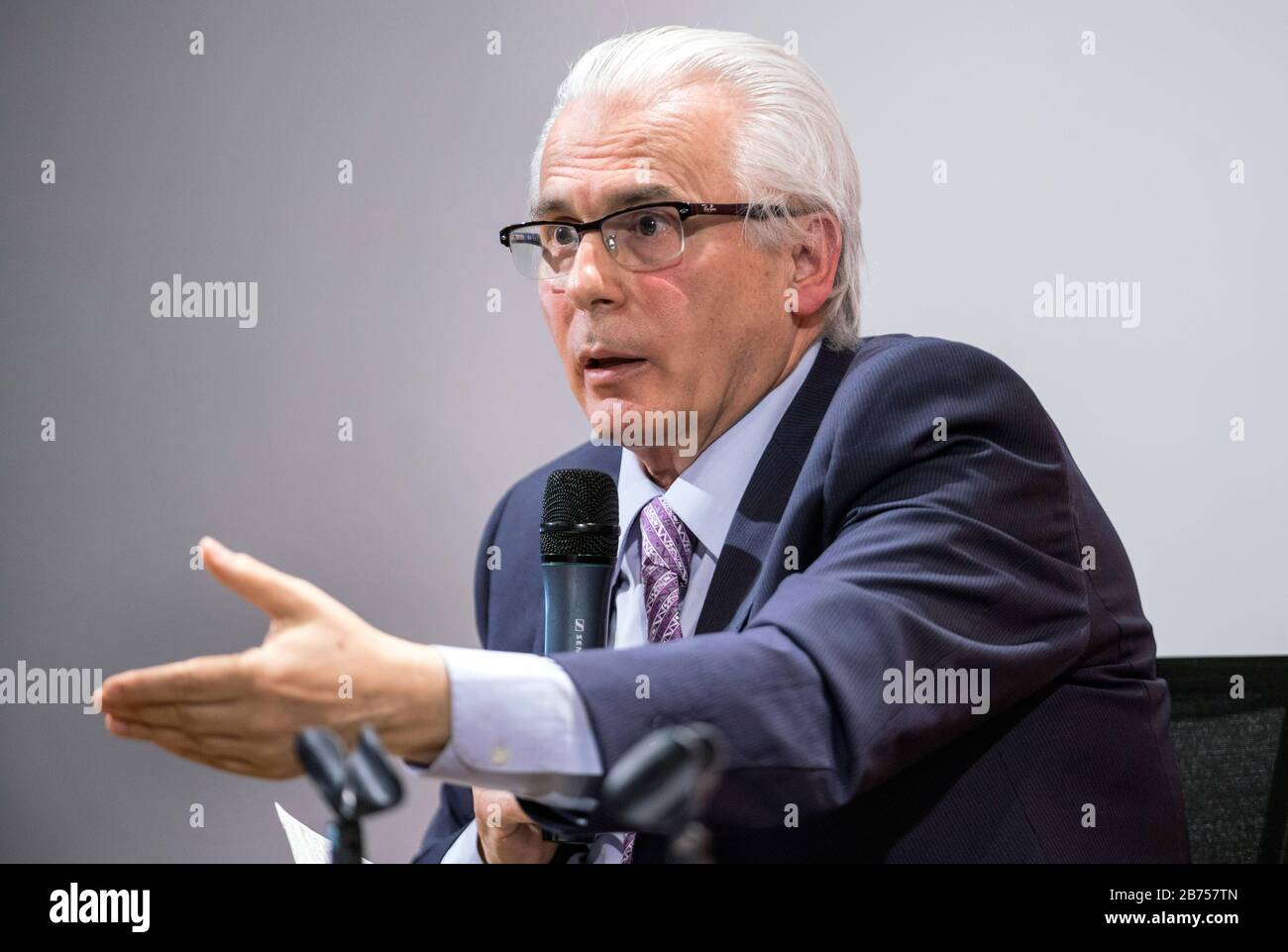 Germany, Berlin, 14.05.2019. Colloquium: 'Amnesty requirement or human right? Dealing with the Past in Spain and International Law' at the Institut Cervantes in Berlin on 14.05.2019. Baltasar Garzon, lawyer and President of the International Foundation Baltasar Garzon (FIBGAR). Its goal is the defence and promotion of human rights and the fight for transparency and development of the universal criminal justice system. [automated translation] Stock Photo