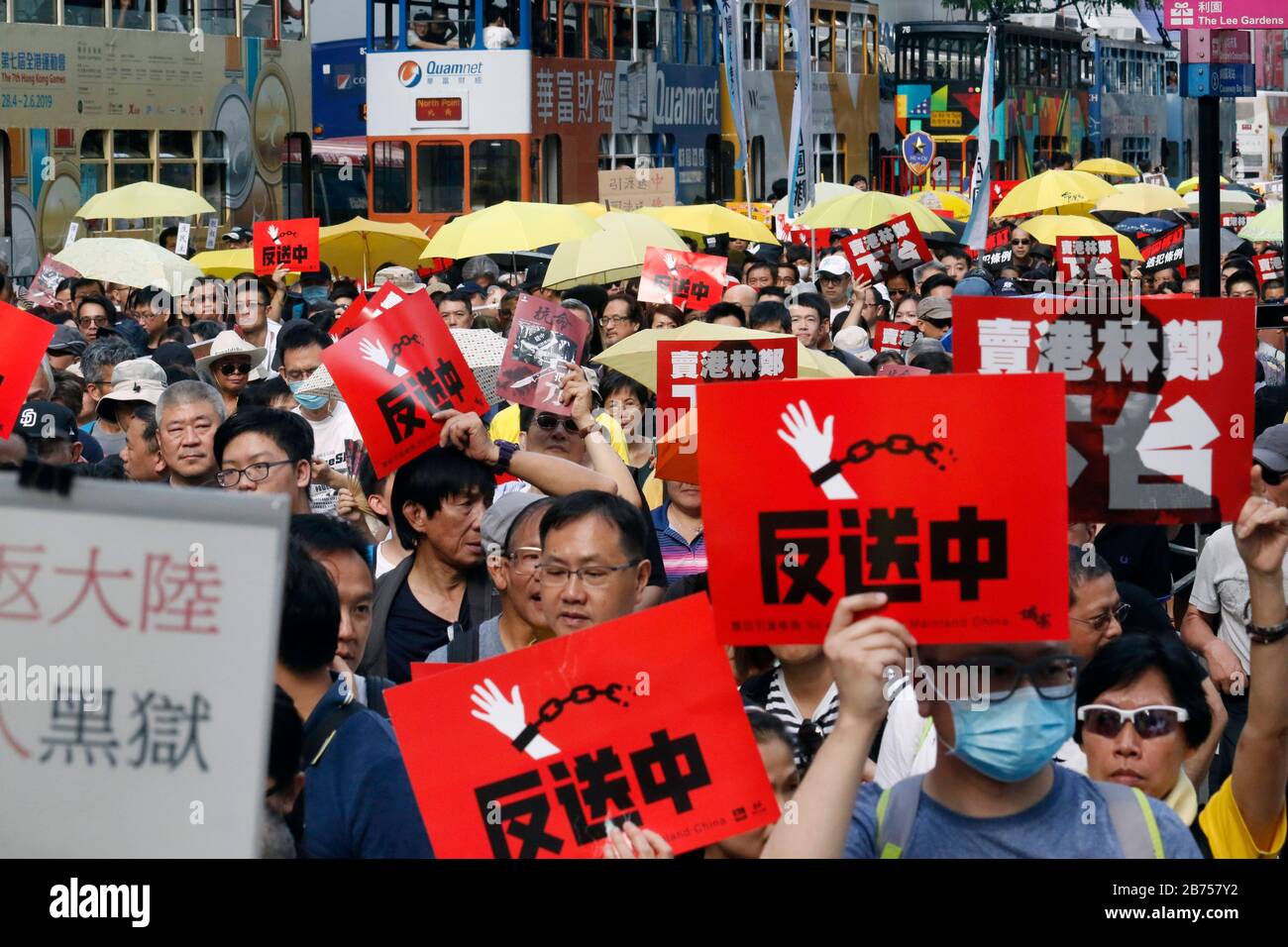 Pro-democracy Hong Kongers take part in a march against a proposed extradition law in Hong Kong, China, 28 April 2019. Earlier in April the Hong Kong government introduced an amendment bill which would allow the transfer of fugitives, on a case-by-case basis, to any jurisdiction with which Hong Kong did not have an agreement, including mainland China, Macau and Taiwan. Stock Photo