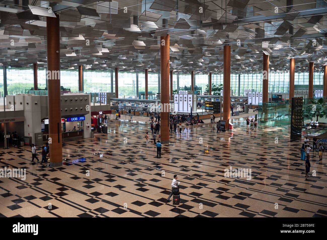 01.03.2019, Singapore, Republic of Singapore, Asia - A view into the departure hall of Terminal 3 at Changi Airport. [automated translation] Stock Photo