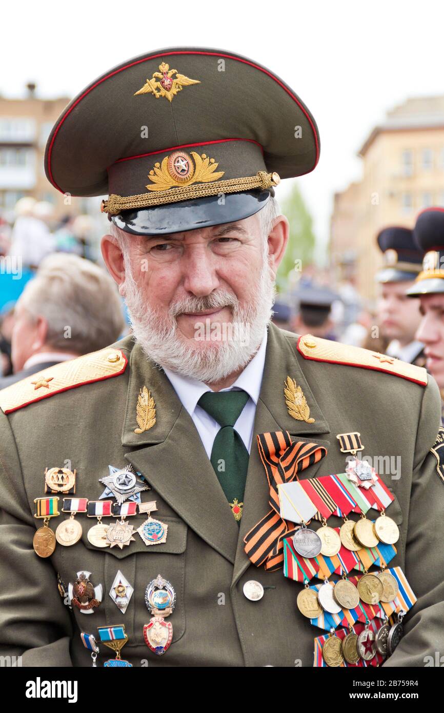 SAMARA, RUSSIA - MAY 9, 2017: Russian general on celebration at the parade on annual Victory Day, May, 9, 2017 in Samara, Russia Stock Photo