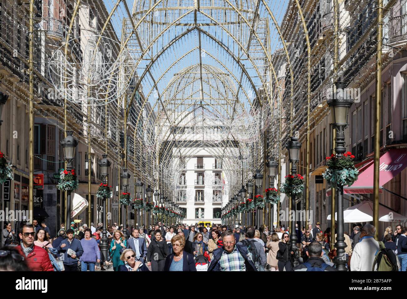 View of Calle Marques de Larios Street, also known as Calle Larios, the