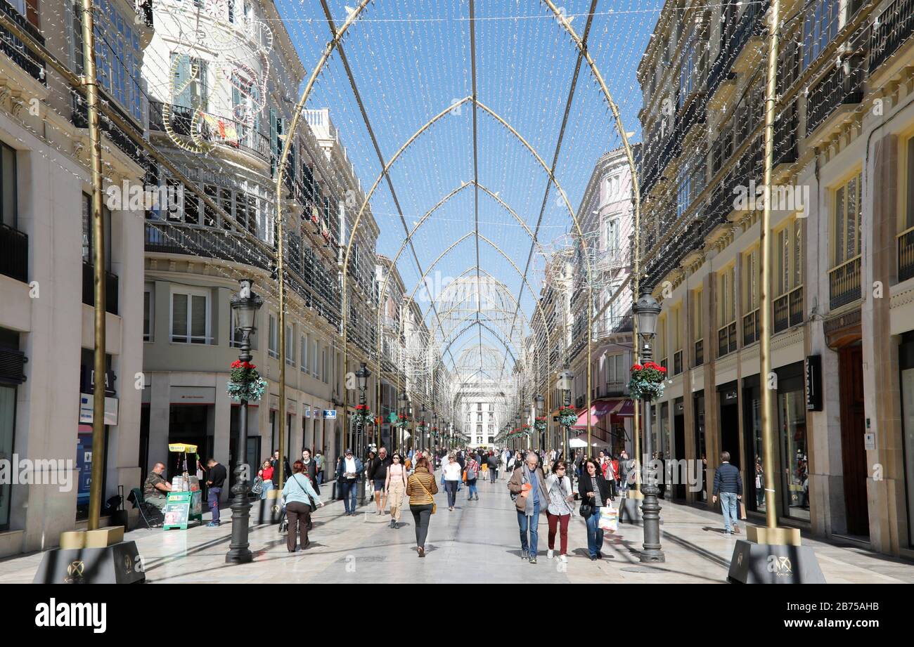 View of Calle Marques de Larios Street, also known as Calle Larios, the