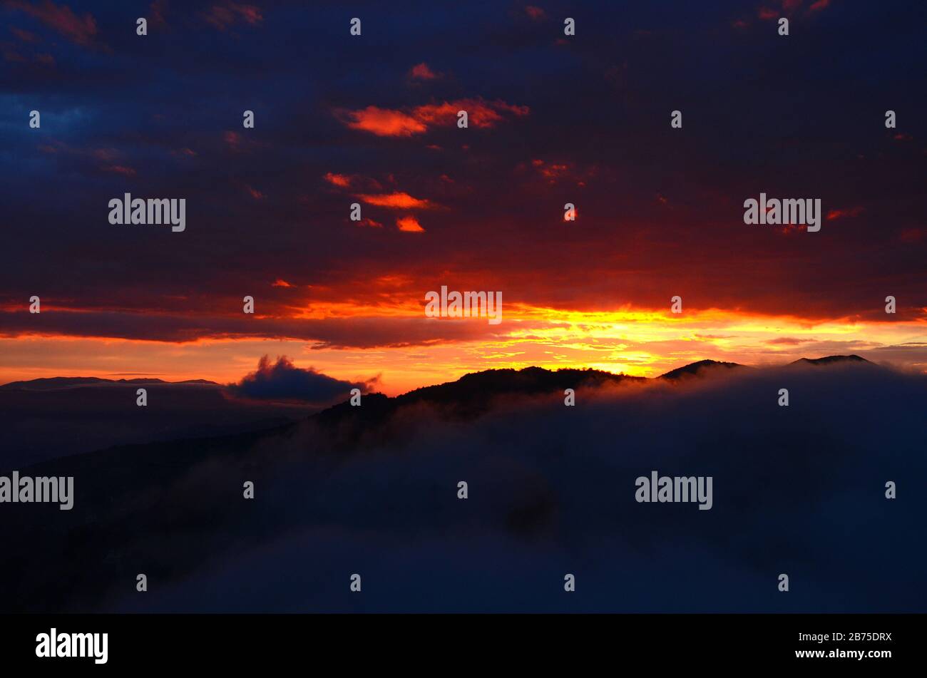 Italian sunsets: Fumone. Stock Photo