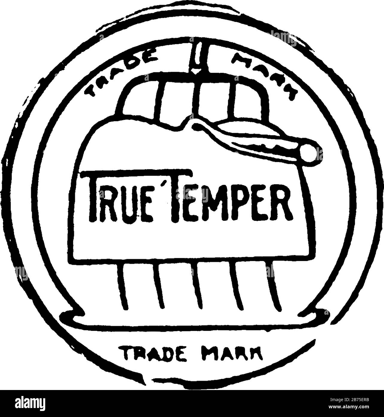True temper seal which is uses premium grade steel to engineer the Gold Standard of golf shafts, vintage line drawing or engraving illustration. Stock Vector