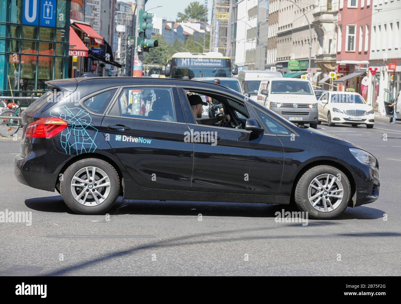 A BMW from DriveNow Car Sharing in Berlin, on 07.08.2018. More than 3,000 models of BMW and MINI are available for rent in five German DriveNow cities. [automated translation] Stock Photo