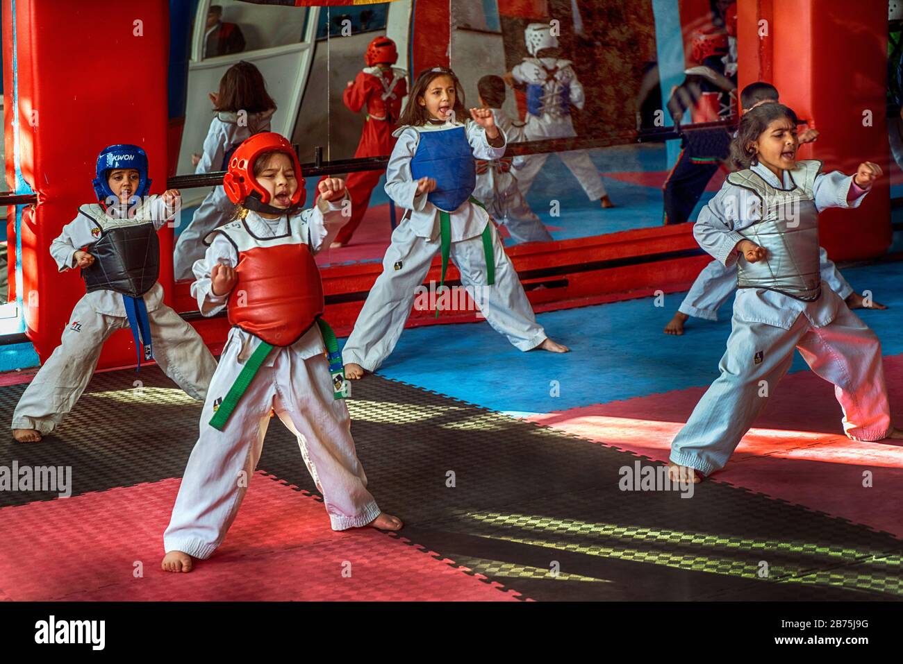 Jordan, Gerasa, January 28, 2018. Karate school in Gerasa, Jordan. [automated translation] Stock Photo
