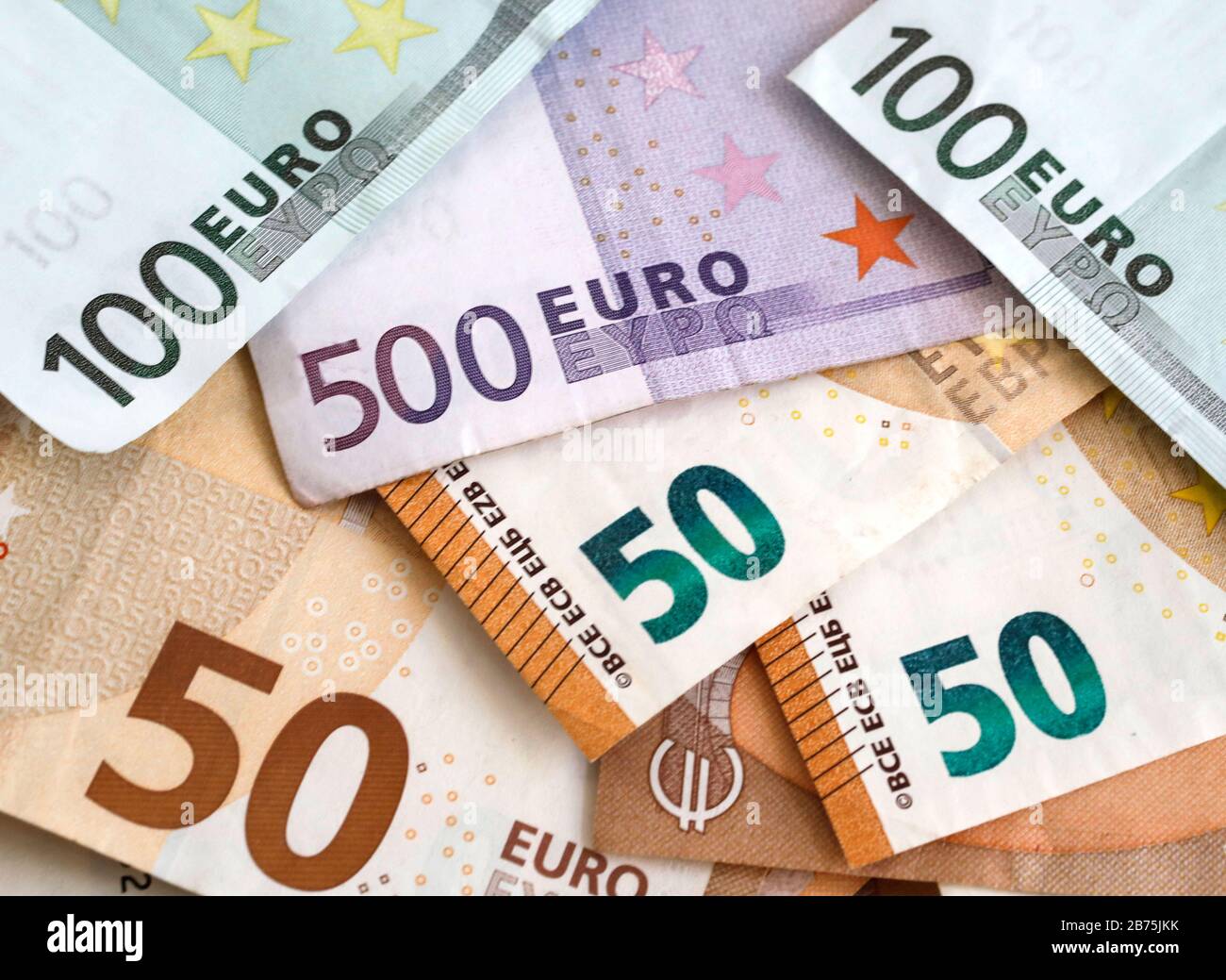 50, 100 and 500 euro notes, on 05.02.2018. [automated translation] Stock Photo