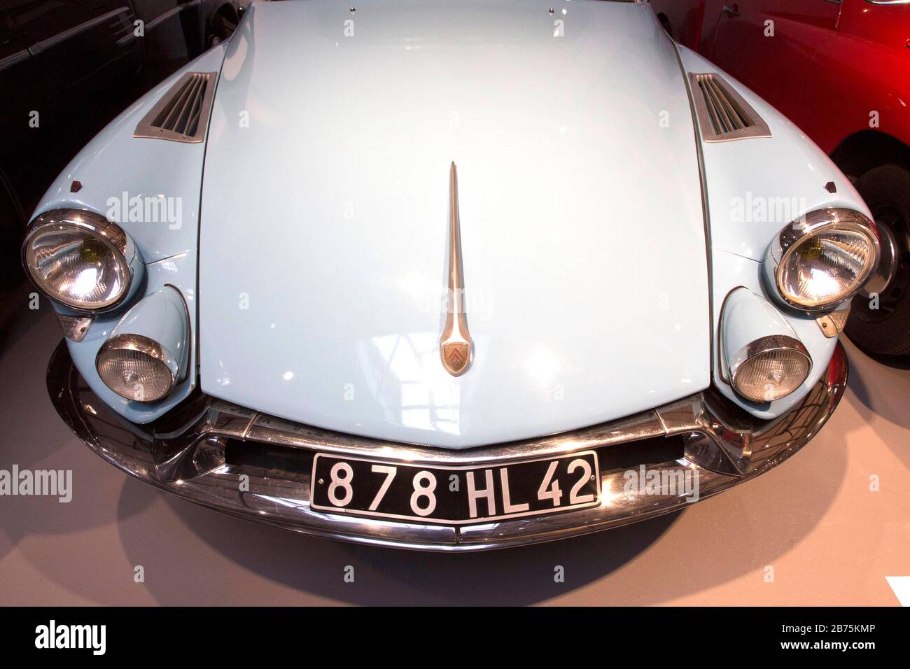 Front view of a Citroes DS 19 in the exhibition of the German Museum of Technology 'Umgeparkt - Autos aus dem Depot' on 05.12.2017 in Berlin. The German Museum of Technology has more than 200 historic old-timer cars. Only about 30 of them are permanently on display in the 'Mensch in Fahrt' exhibition, the other vehicles are in the museum depot. Due to reconstruction work in the depots, there is now the opportunity to briefly see 29 more vehicles from the collection in the Museum of Technology. [automated translation] Stock Photo