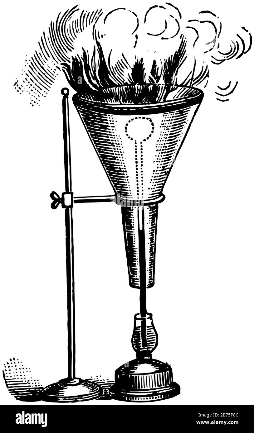 Diagram of Funnel with Inverted Mercury Thermometer, vintage line