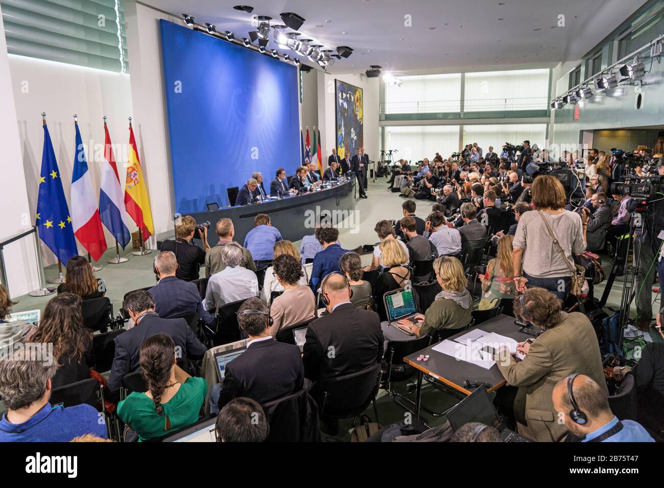 Germany, Berlin,29.06.2017. Preparatory meeting for the G-20 summit in the Federal Chancellery in Berlin on 29.06.2017. Press conference of the heads of state. [automated translation] Stock Photo