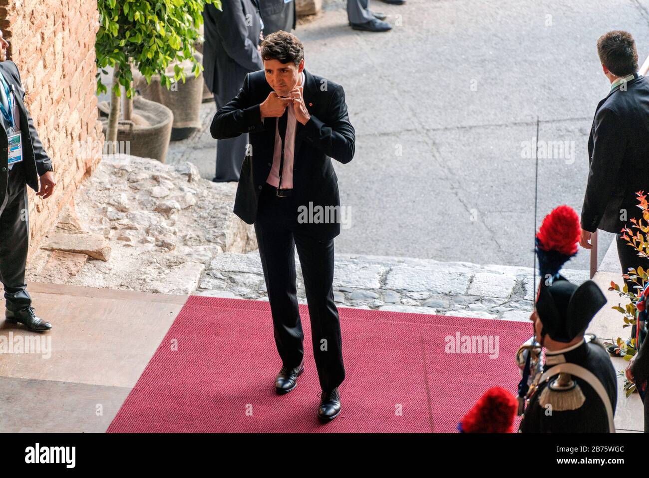 Italy, Taormina, 26.05.2017. G7 summit in the city of Taormina, on the east coast of Sicily on 26.05.2017. Arrival for the concert in the Greek theatre of Taormina. Justin Trudeau, Prime Minister of Canada. [automated translation] Stock Photo