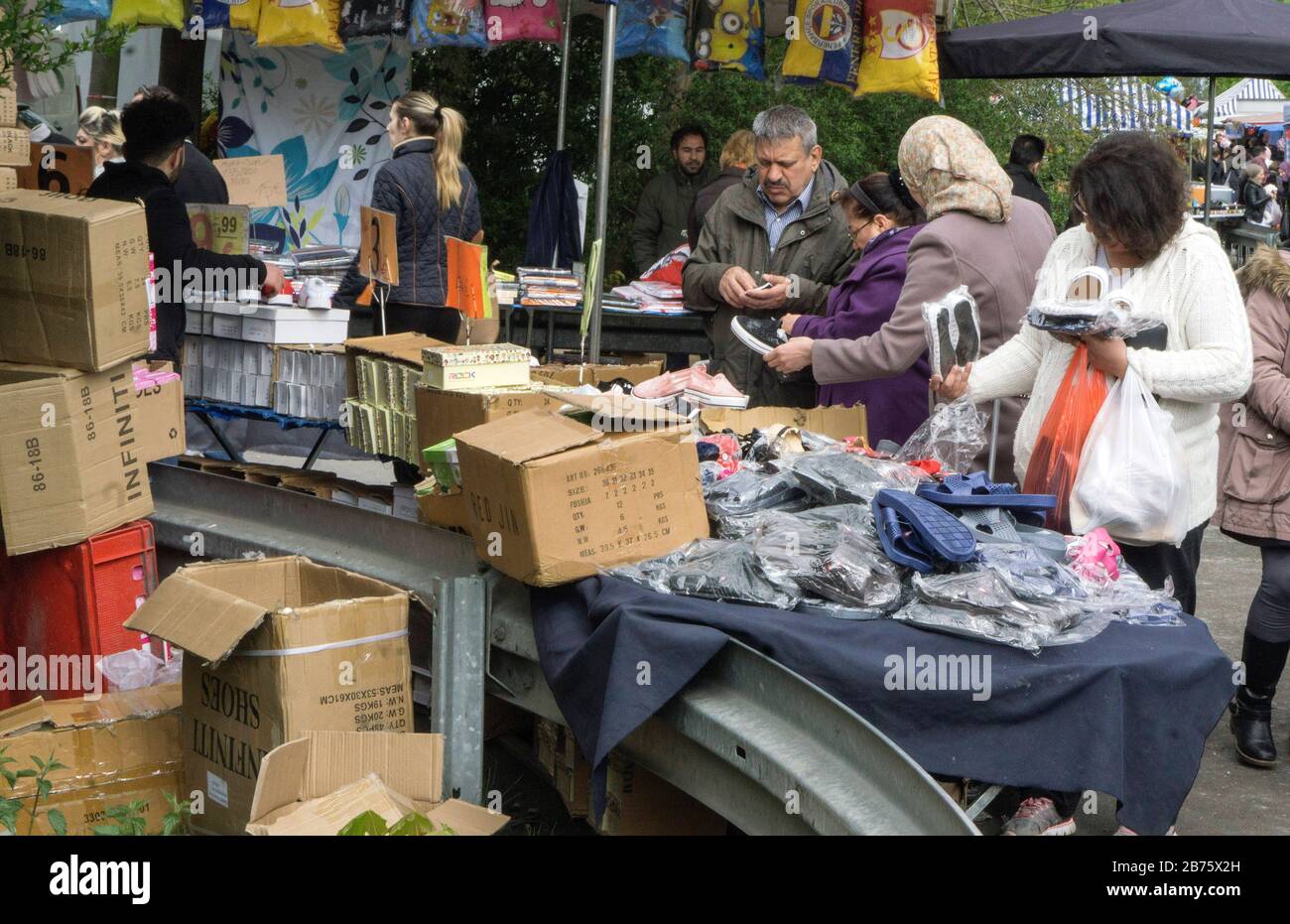Flea market in Gelsenkirchen, 22.04.2017.With an unemployment rate of 14% (January 2017) and a foreigner share of almost 20%, the city of Gelsenkirchen is facing great social problems. [automated translation] Stock Photo