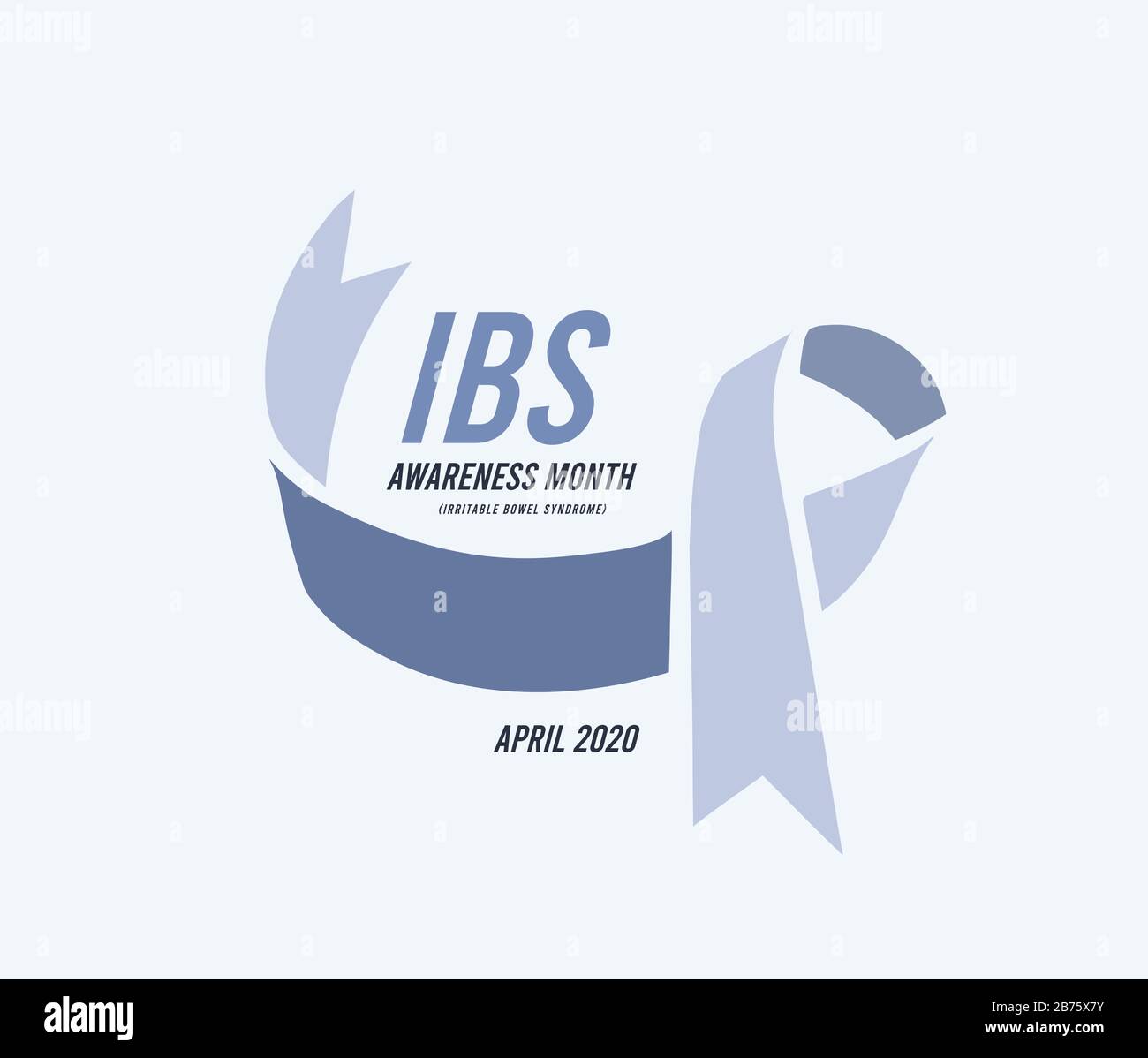 Irritable Bowel Syndrome, IBS Awareness Month. Vector illustration with blue ribbon Stock Vector