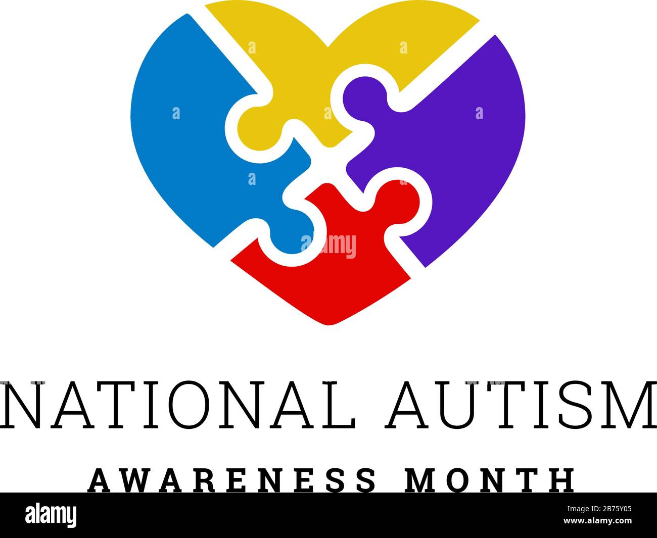 National Autism Awareness Month. Vector illustration with jigsaw puzzle heart Stock Vector