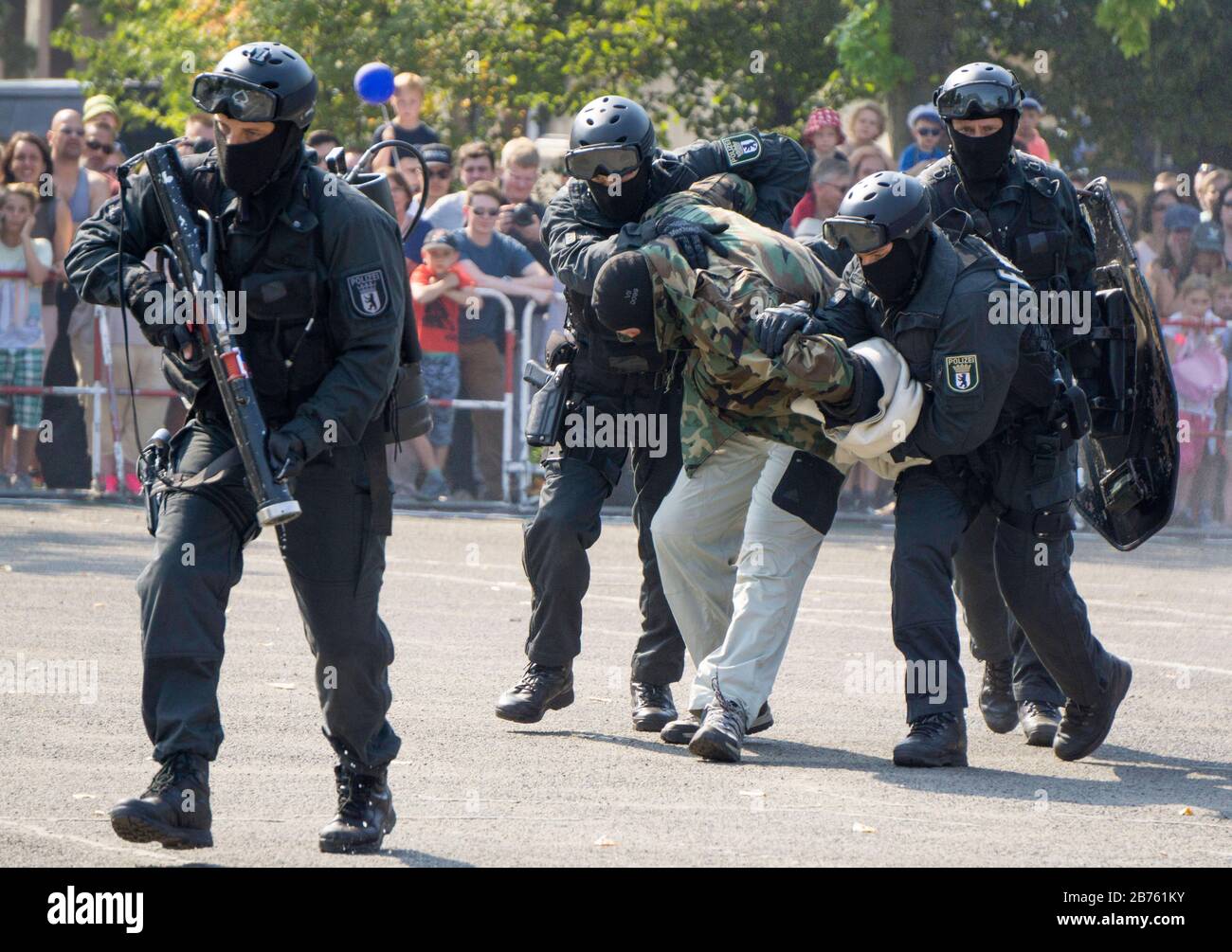 Police officers of the Berlin special task force, SEK, simulated an ...